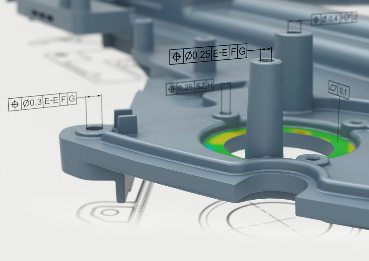 Dimensioning the shape and position tolerances of a component