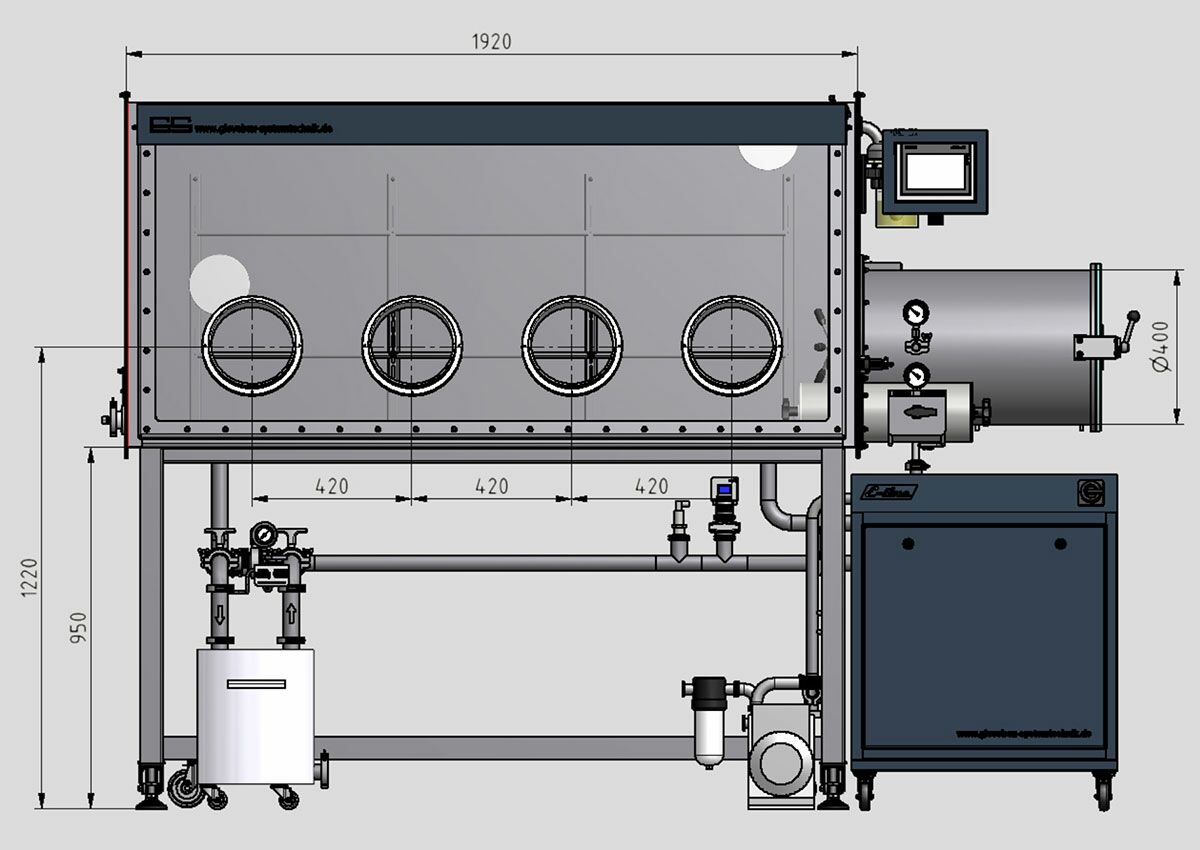 Glovebox for opening battery cells under a protective atmosphere